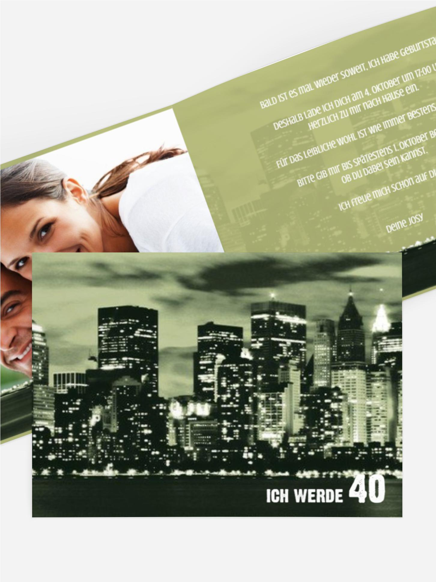Einladungskarte zum Geburtstag Skyline 40 Foto