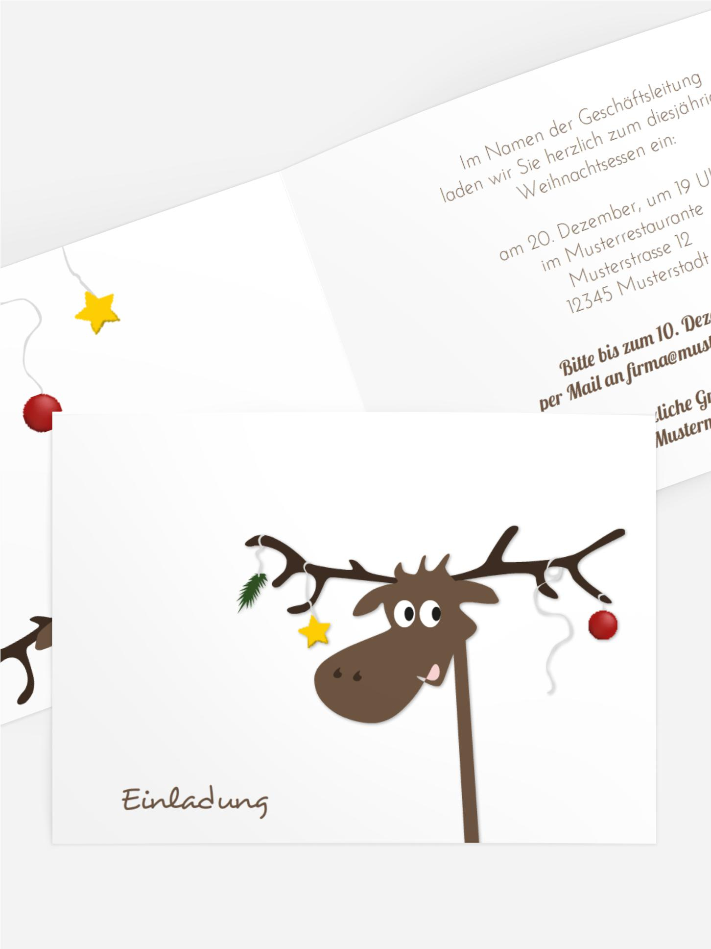 Weihnachts Einladungskarte geschäftlich Elch