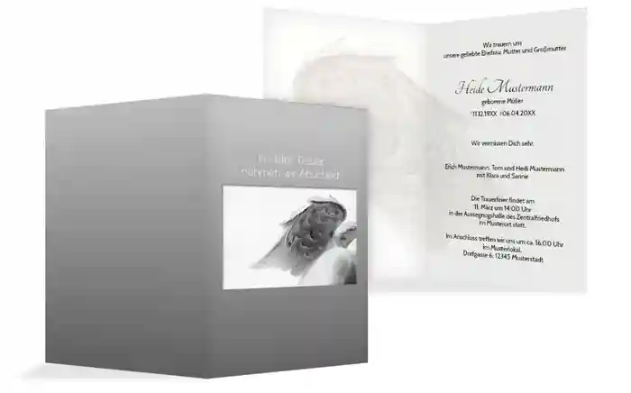 Trauerkarte Engel hoch