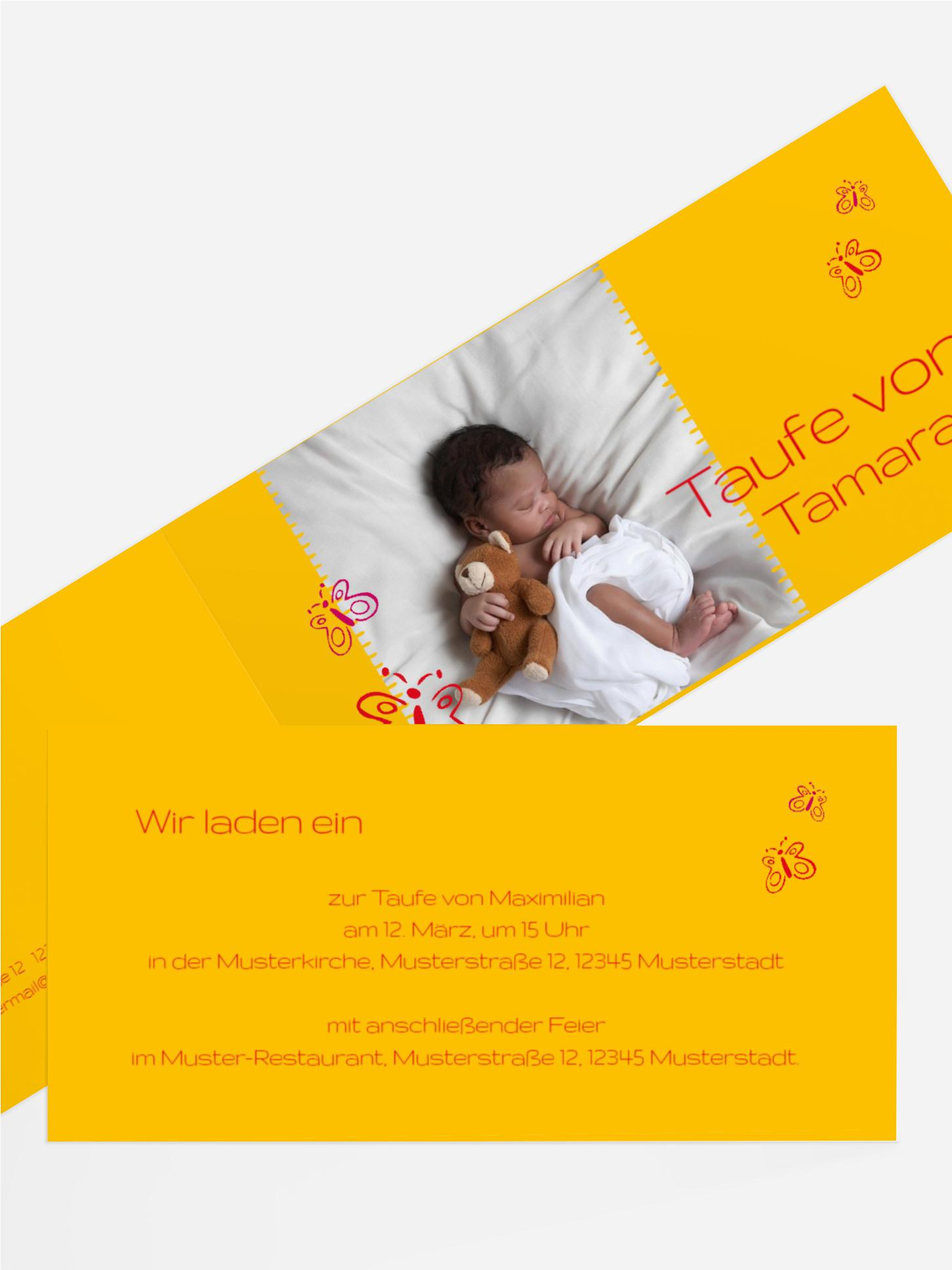 Taufkarte Einladung Butterfly