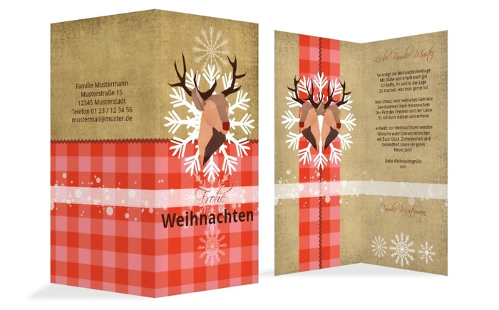 Weihnachtsgrußkarte Hirschkopf 