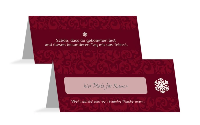 Tischkarte Weihnachten Flocke