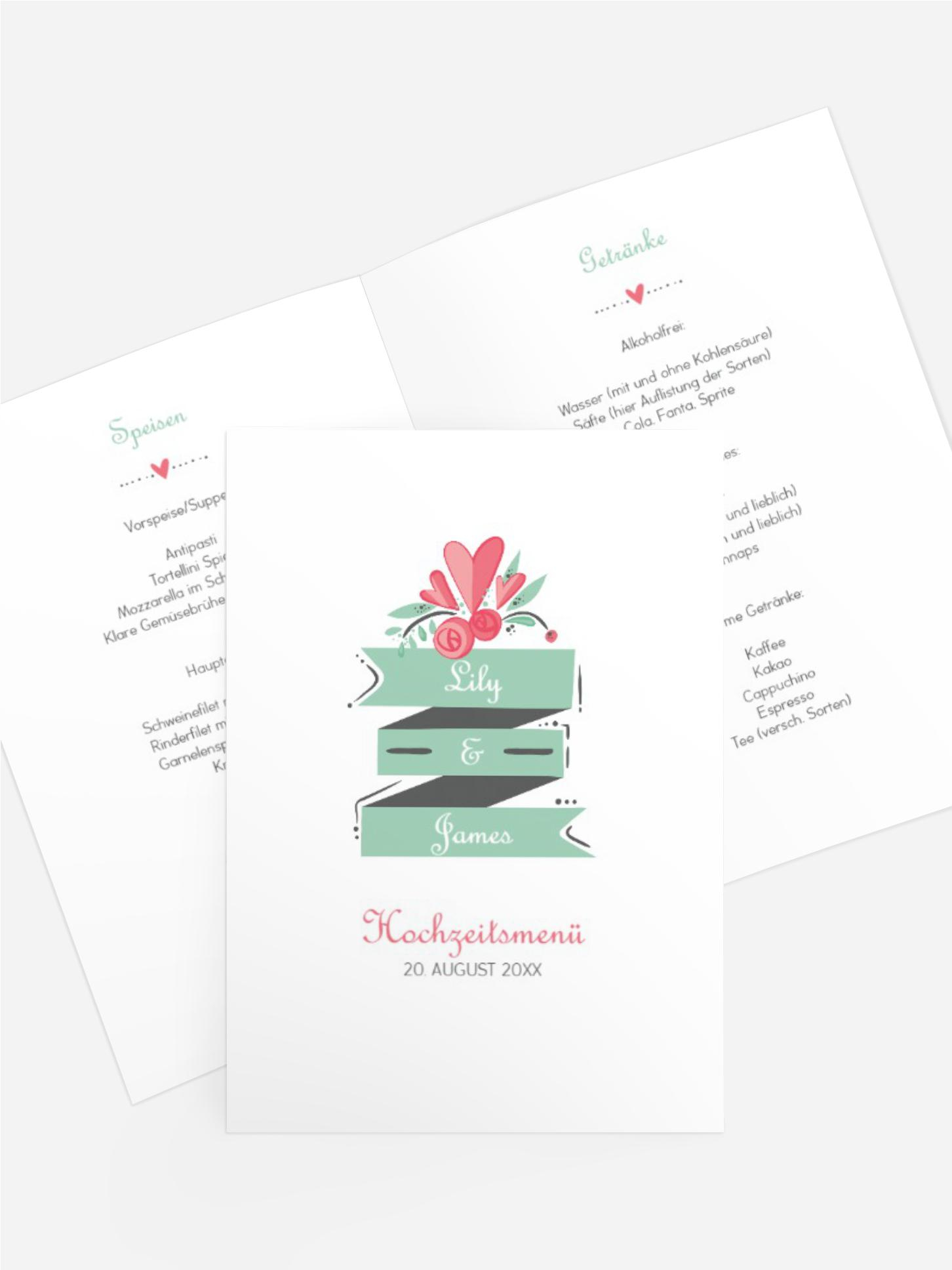 Hochzeit Menükarte Du & Ich