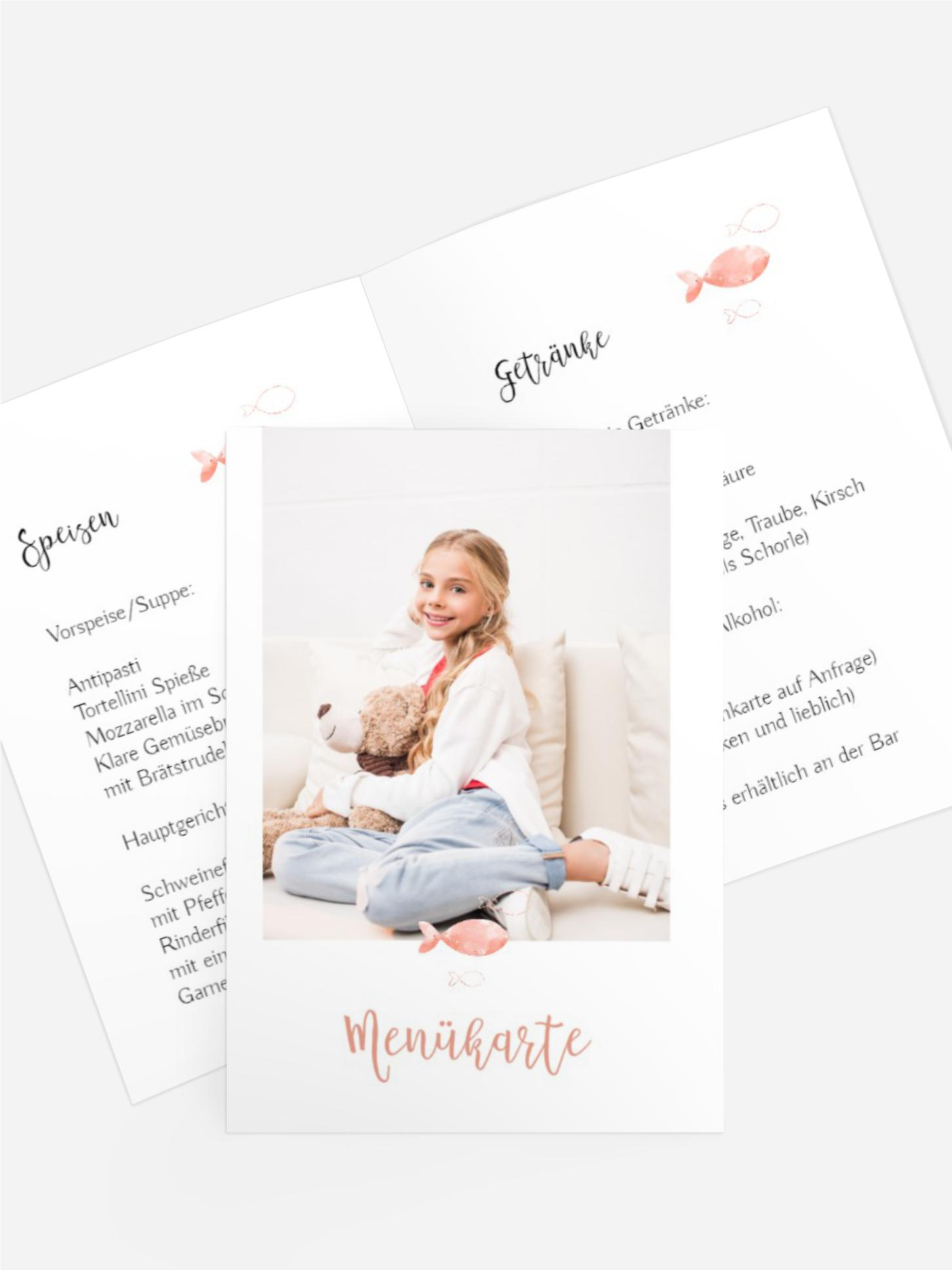 Menükarte Konfirmation Hope