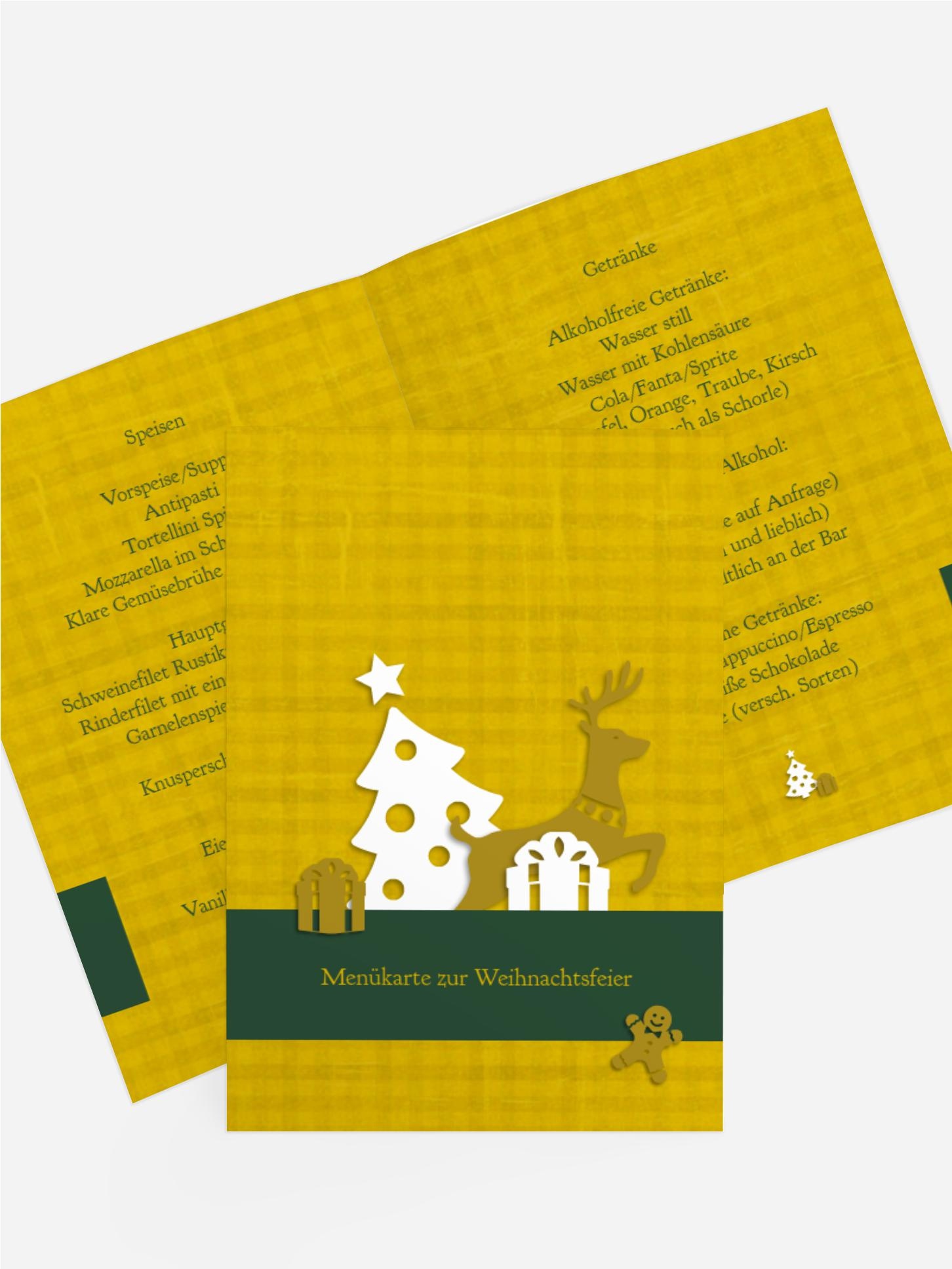 Menükarte Weihnachten Geschenke