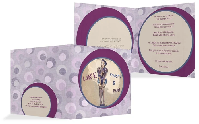 Einladung zum Geburtstag Retro Pin up