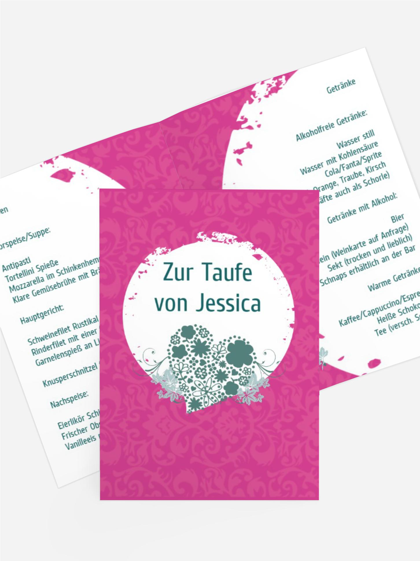 Menükarte Taufe Kreise