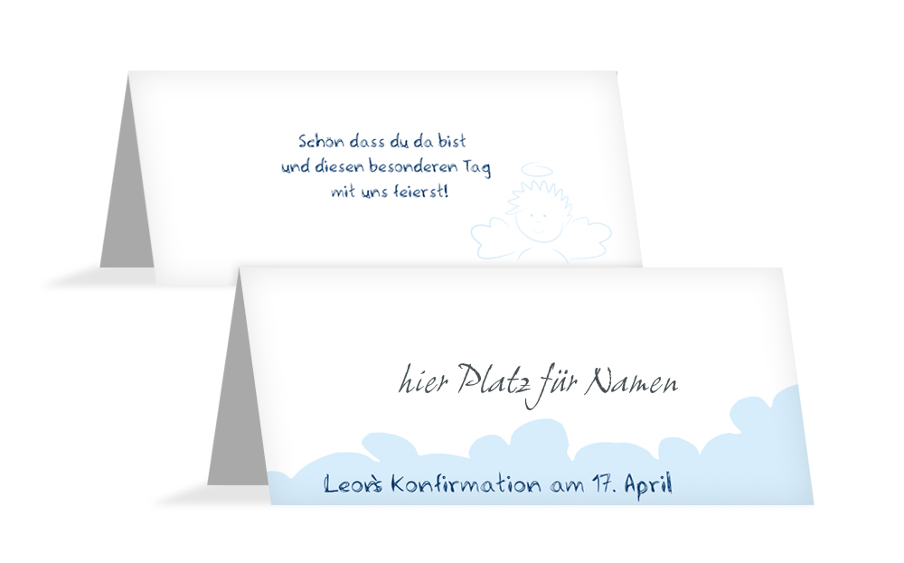 Tischkarte Konfirmation Engelchen Jungs Tischkarte Konfirmation Engelchen Jungs