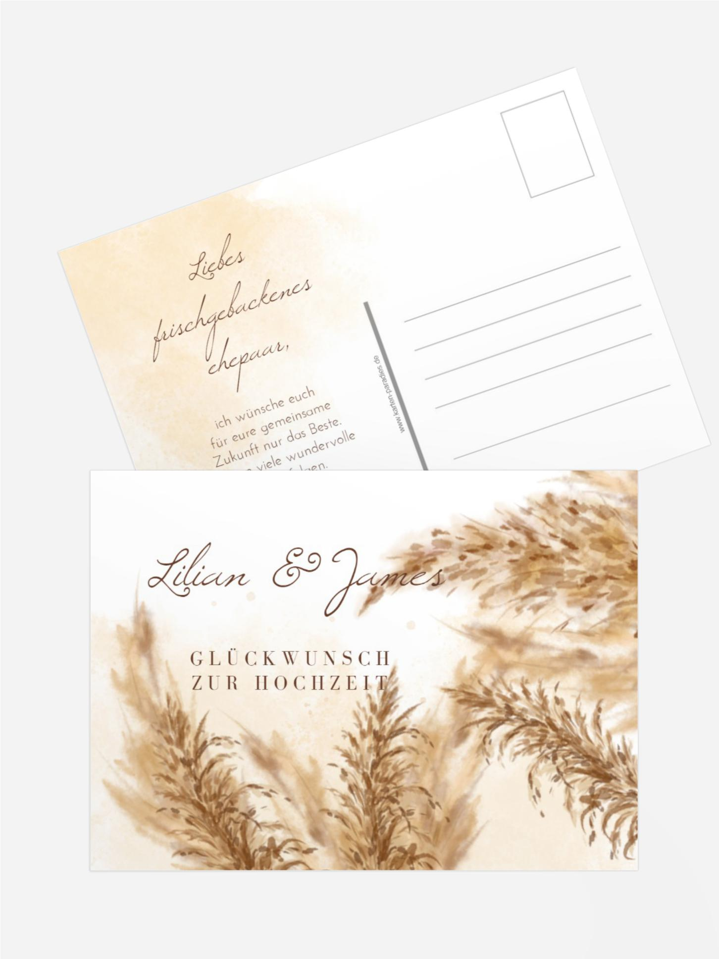 Glückwunschkarte zur Hochzeit Kornfeld