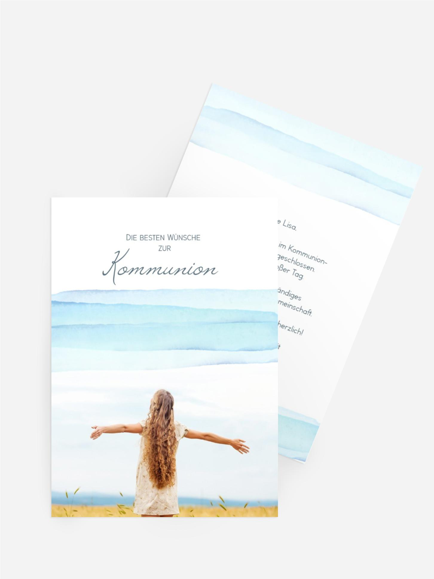 Glückwunschkarte Kommunion Aquarell Meer