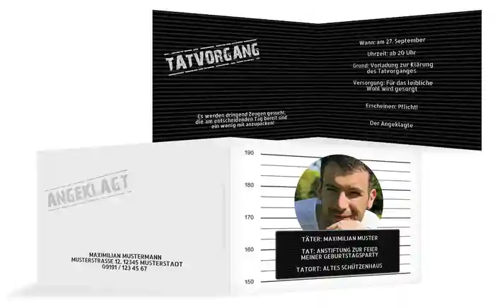 Geburtstagseinladung Angeklagt