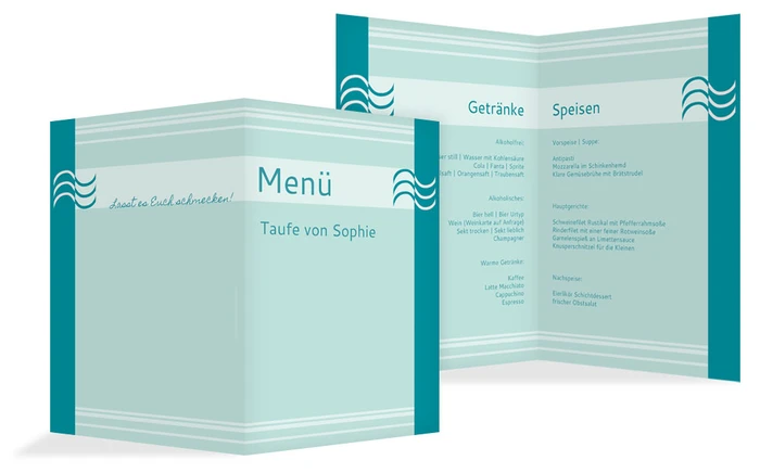 Menükarte Taufe Lebenswasser
