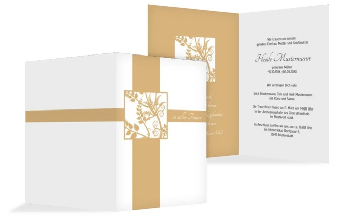 Trauerkarte Florales Quadrat hoch
