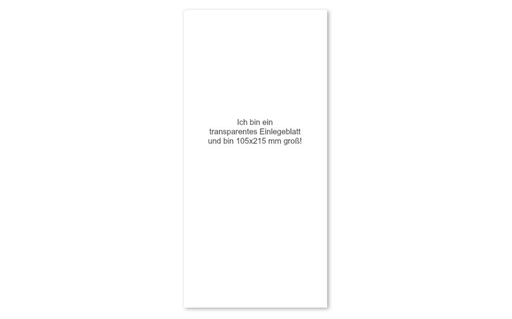 transparentes Einlegeblatt 105x215 mm