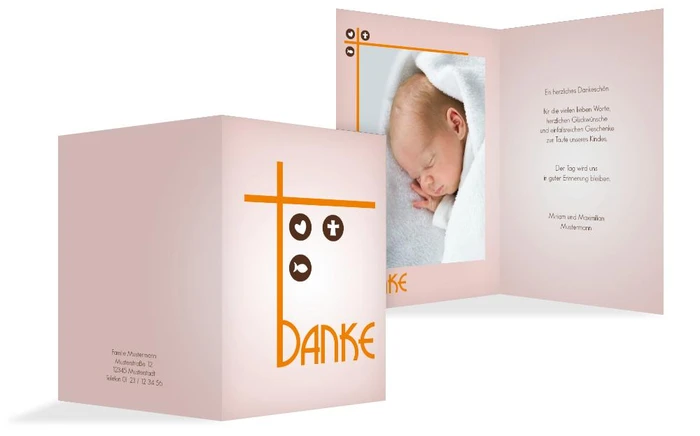 Danksagungskarte zur Taufe Taufkreuz