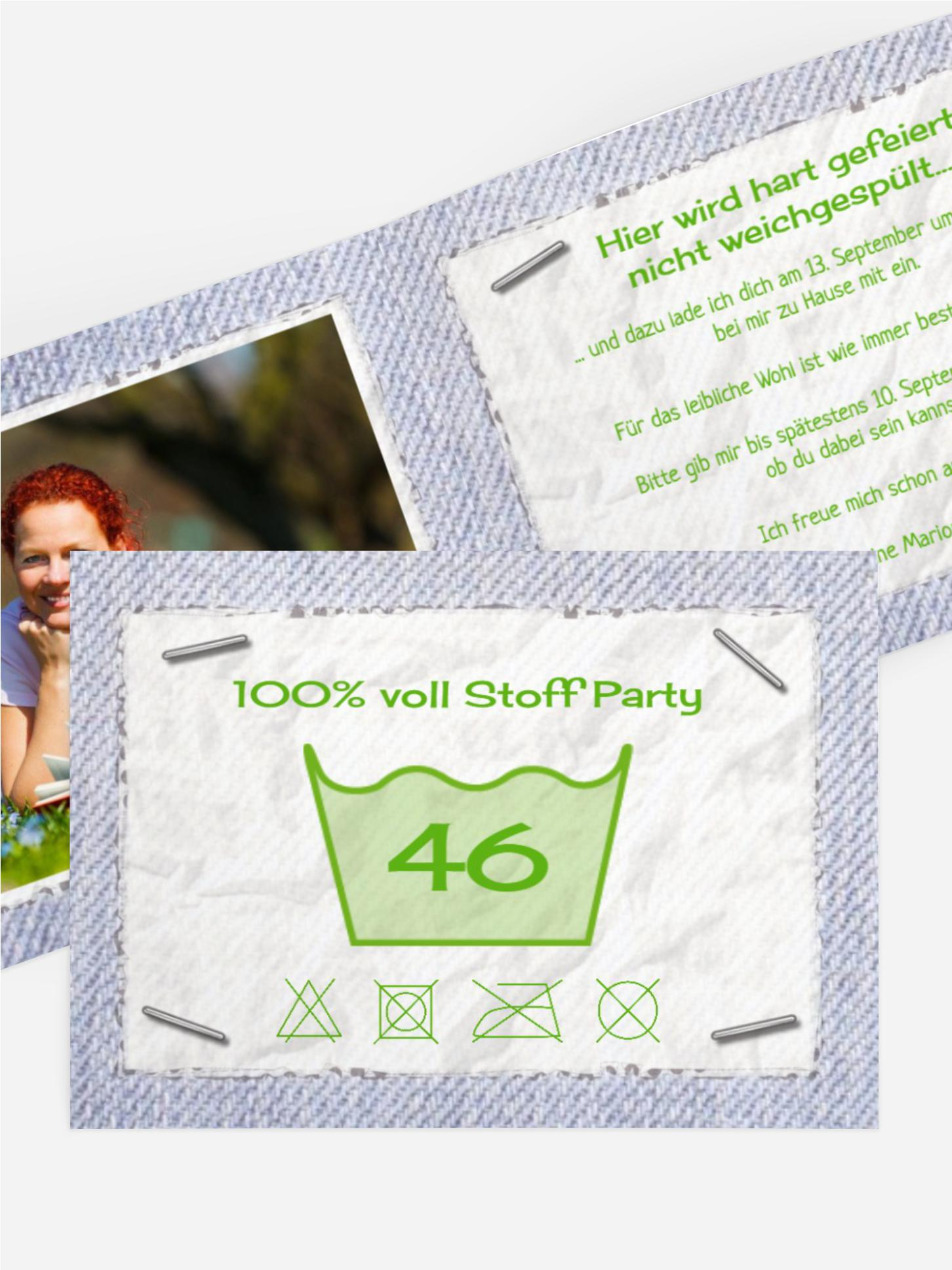 Einladungskarte zum Geburtstag Waschzettel Foto