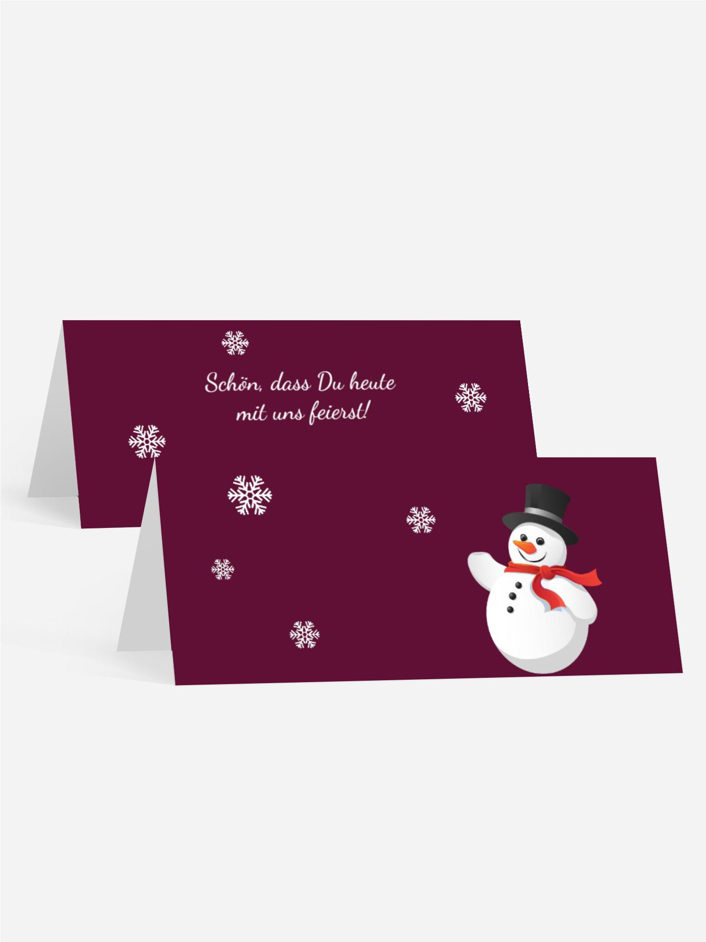 Weihnachtstischkarte Schneemann
