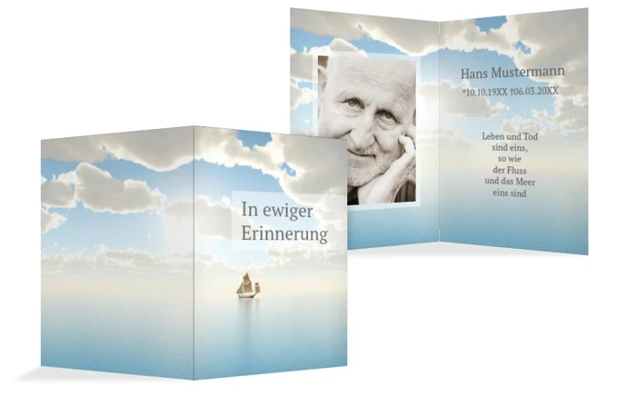 Sterbebildkarte Schiff