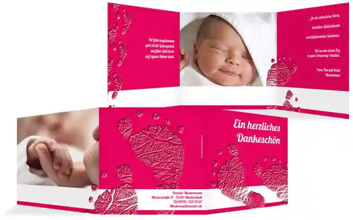 Dankeskarte Taufe Footprints