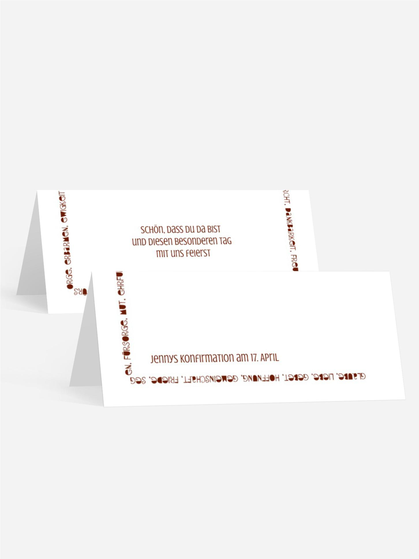 Tischkarte Konfirmation Spruchkreis
