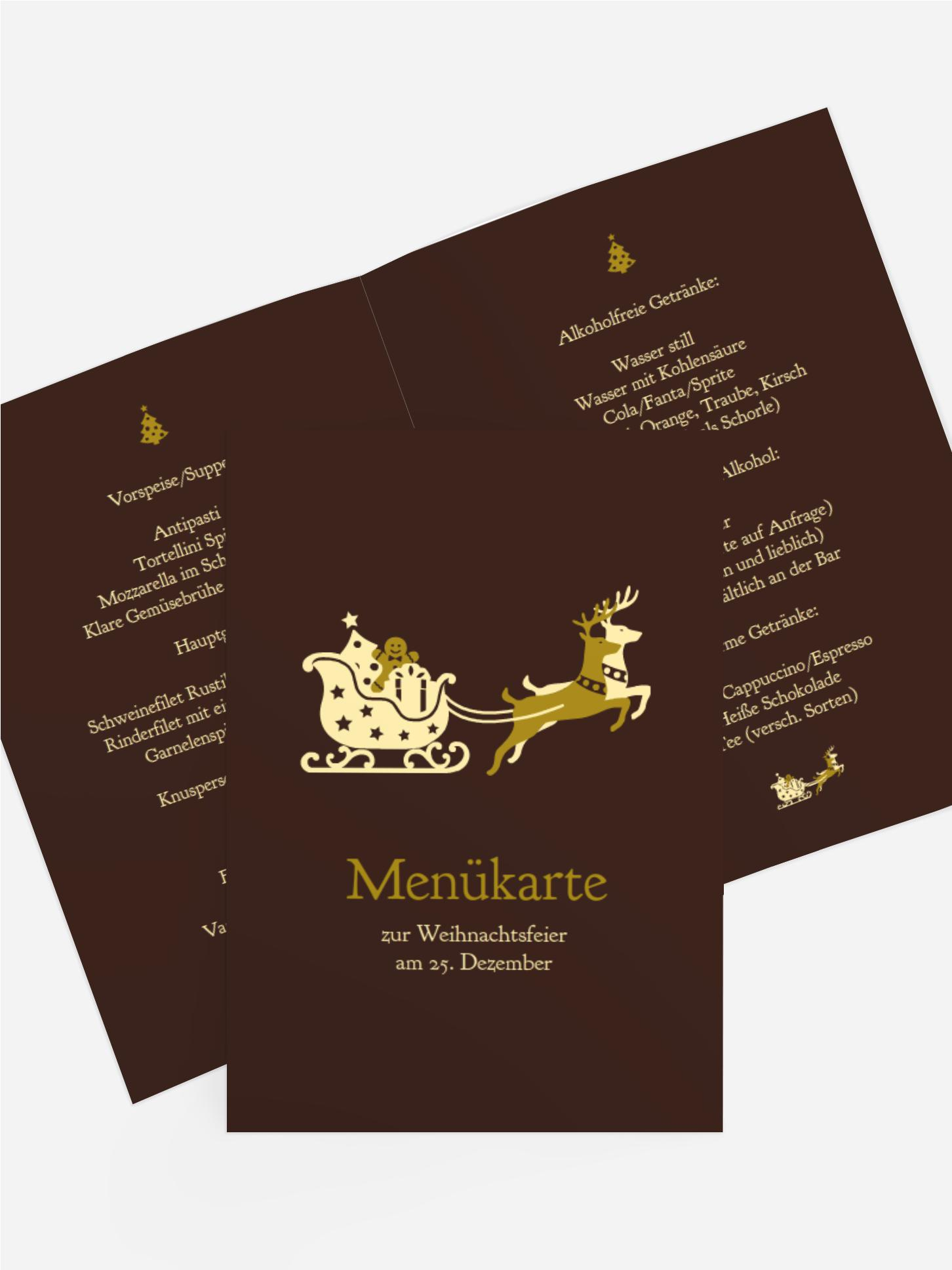 Menükarte Weihnachten Kutsche