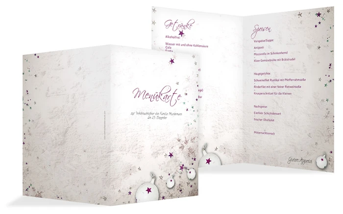 Weihnachten Menükarte Sternenstaub