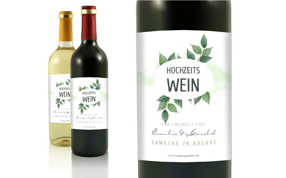 Flaschenetikett Hochzeit saftig grün