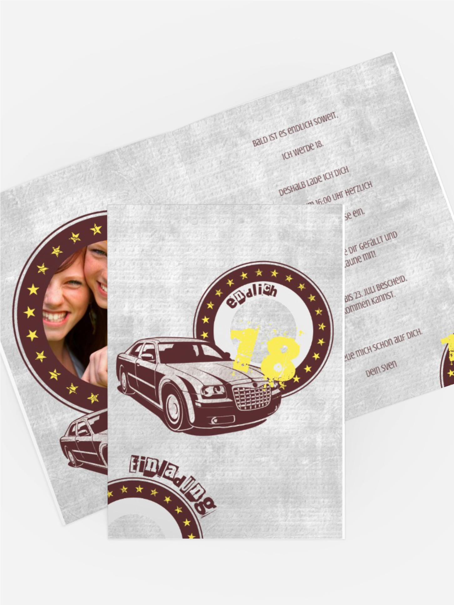 Einladungs zum 18. Geburtstag car star 18 Foto