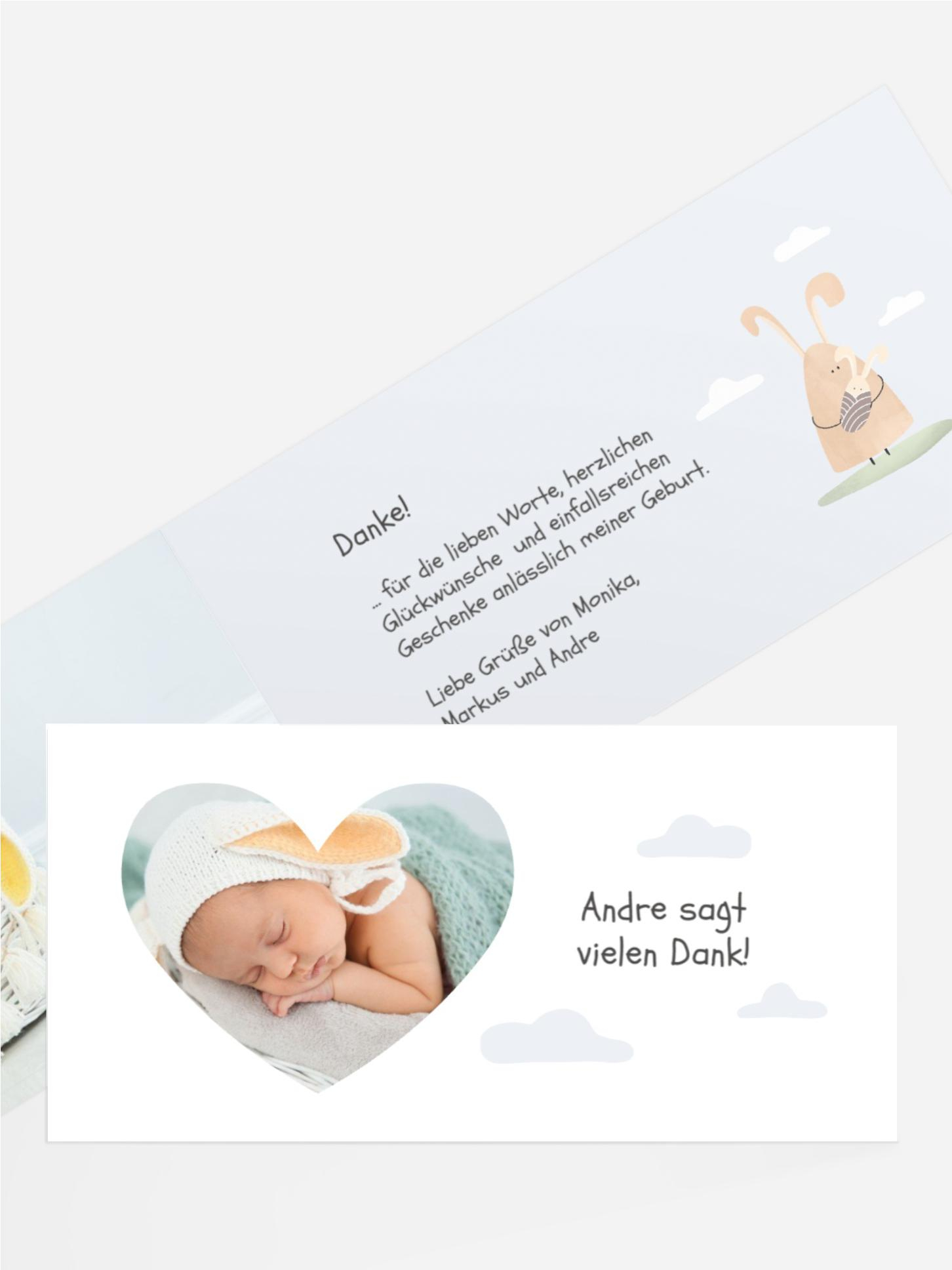 Baby Dankeskarte Hase