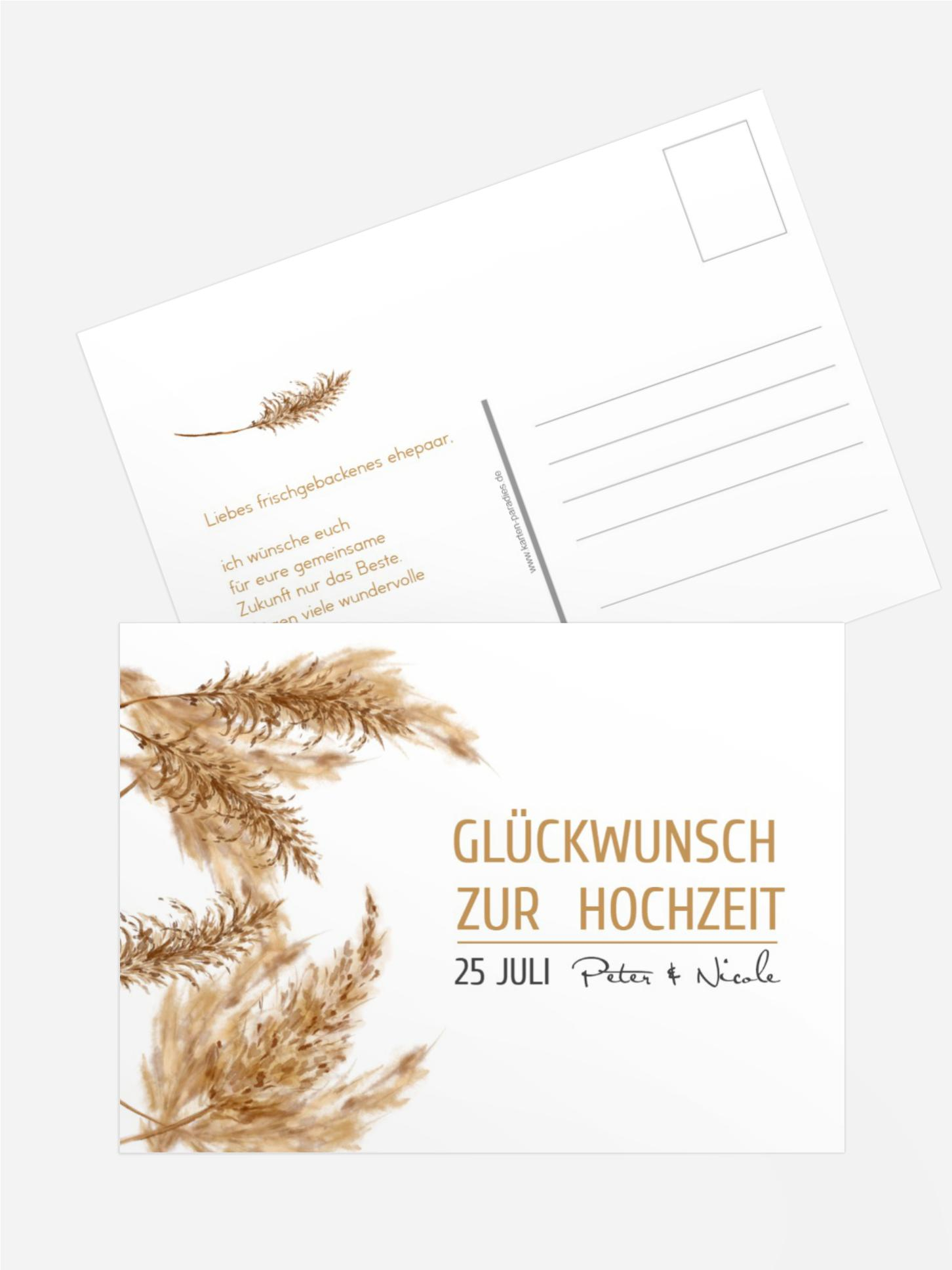 Glückwunschkarte zur Hochzeit Kornfeldliebe