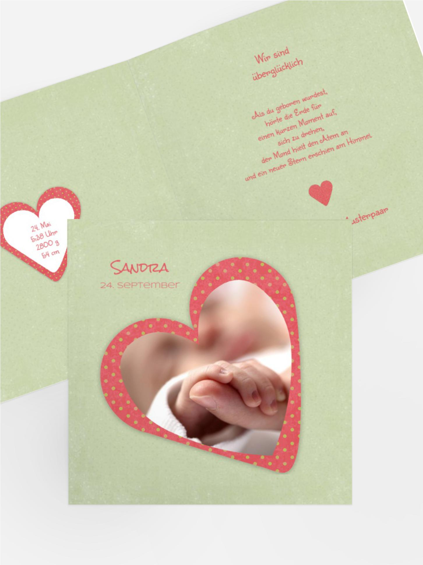 Geburtskarte Herzform