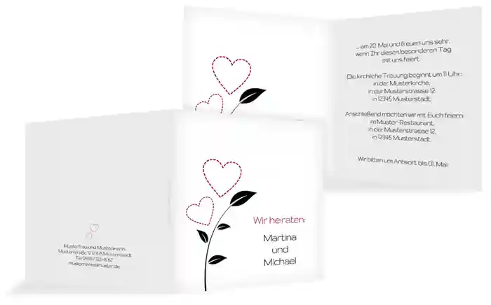 Einladungskarte Herzblume