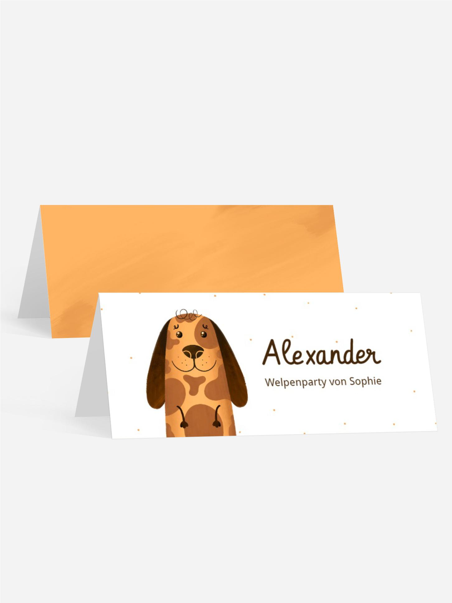 Tischkarte Kindergeburtstag Freundlicher Hund