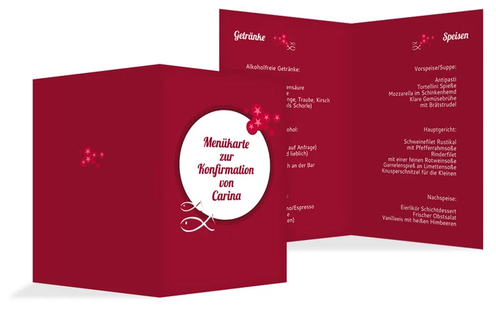 Menükarte Konfirmation Star