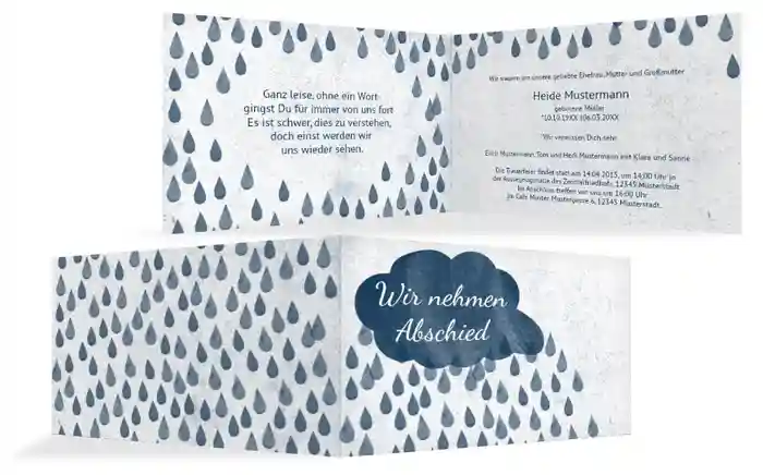 Trauerkarte Regen quer