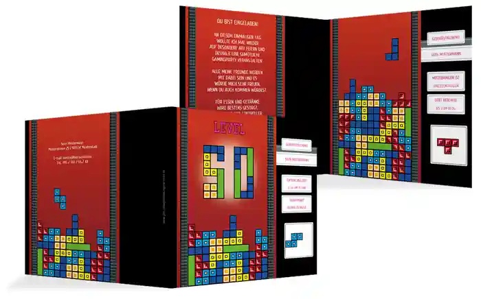 Einladung zum Geburtstag 8bit Game 50