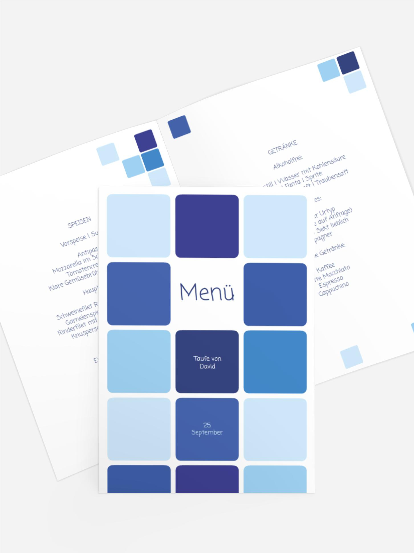 Menükarte Taufe Kästchen