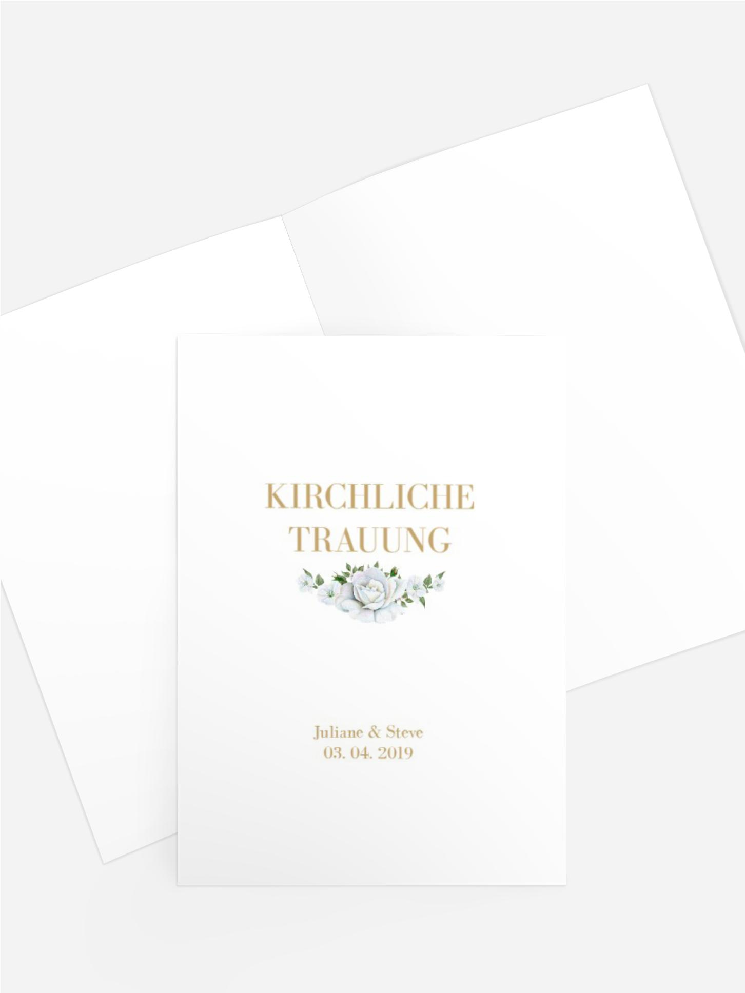 Kirchenheft Umschlag zur Hochzeit Weiße Rose
