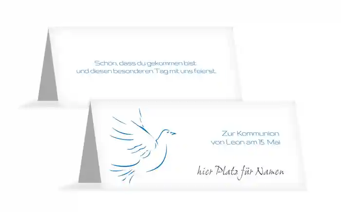 Tischkarte Kommunion Pigeon