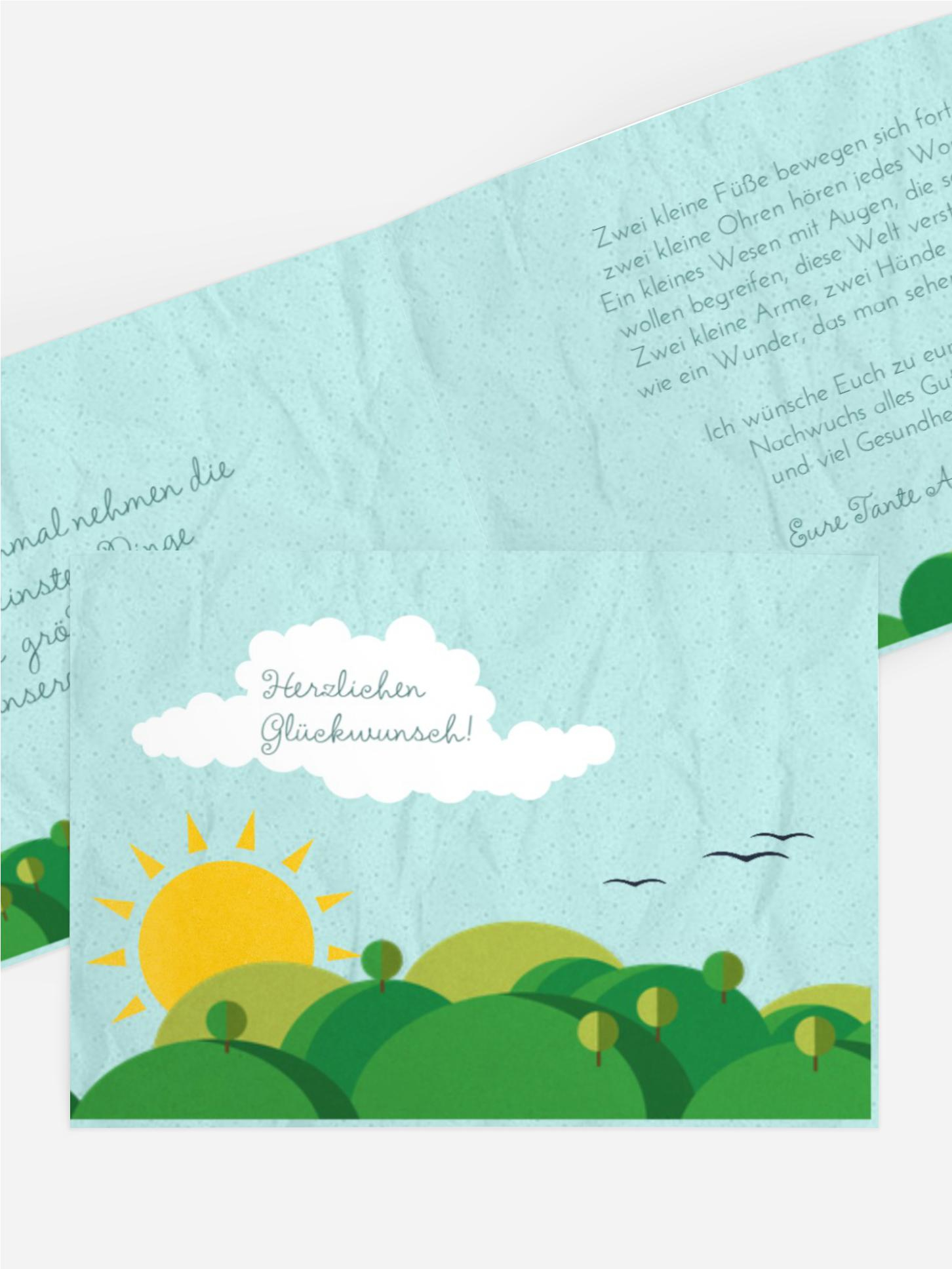 Glückwunschkarte zur Geburt Sommerlandschaft