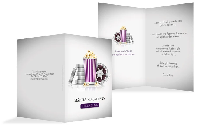 Einladungskarte zum Geburtstag Kinoabend Einladungskarte zum Geburtstag Kinoabend
