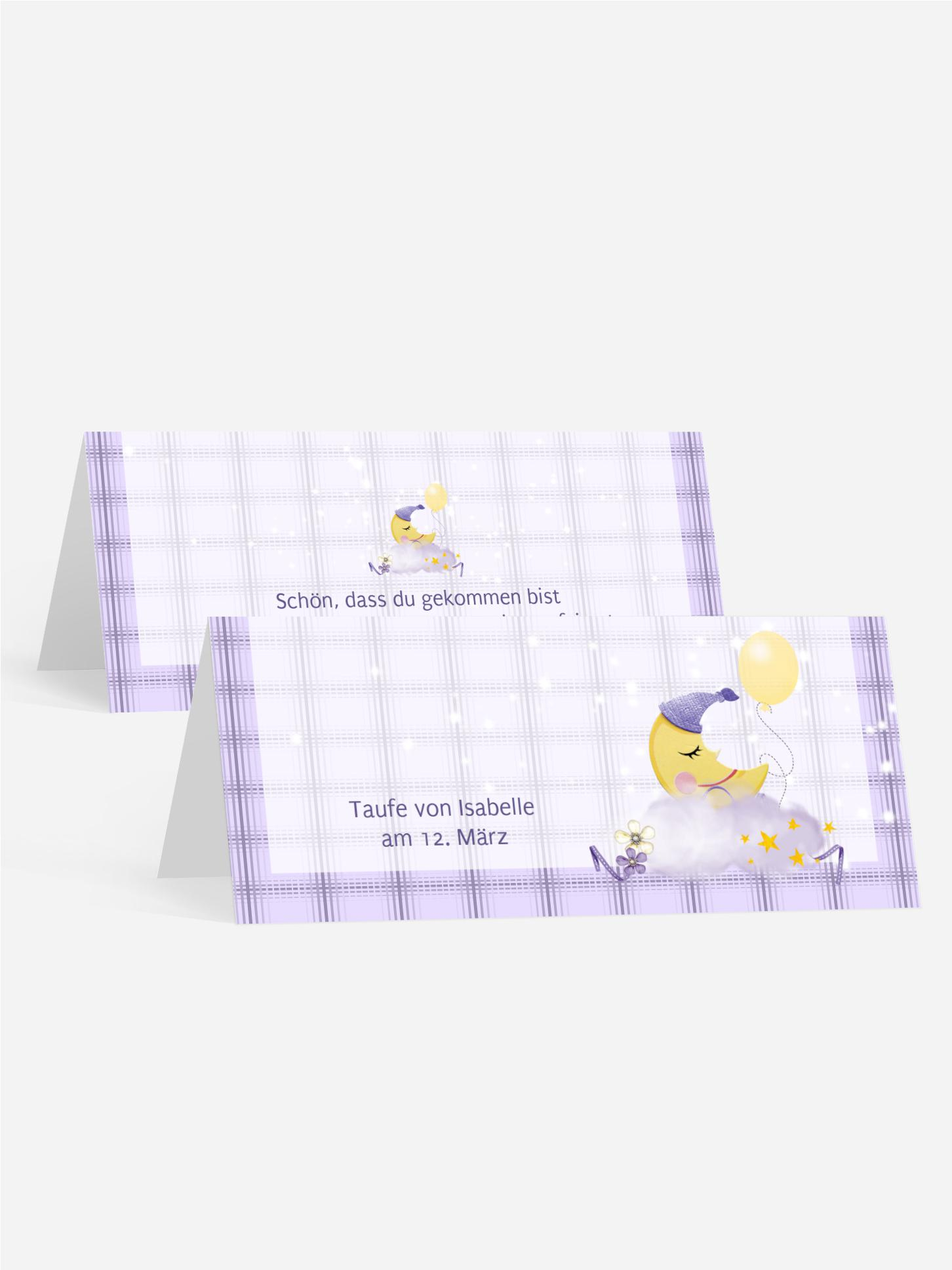 Tischkarte Taufe Mond