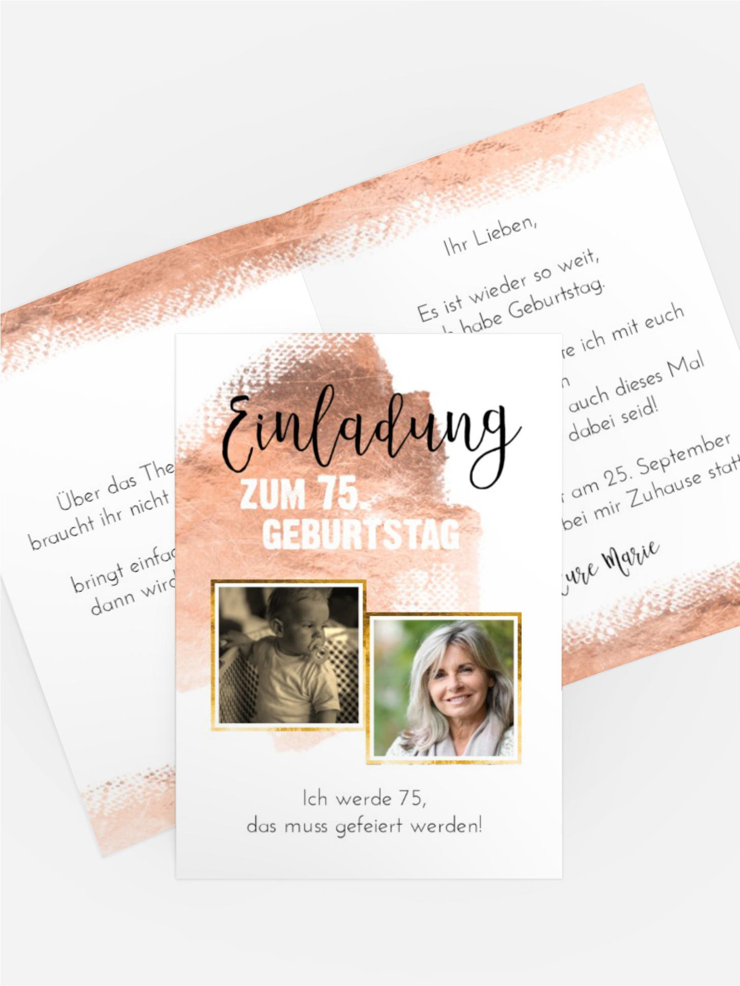 Geburtstagseinladung Metall 75