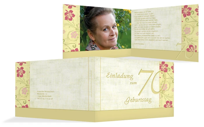 Einladung zum Geburtstag Hibiskus 70 Foto