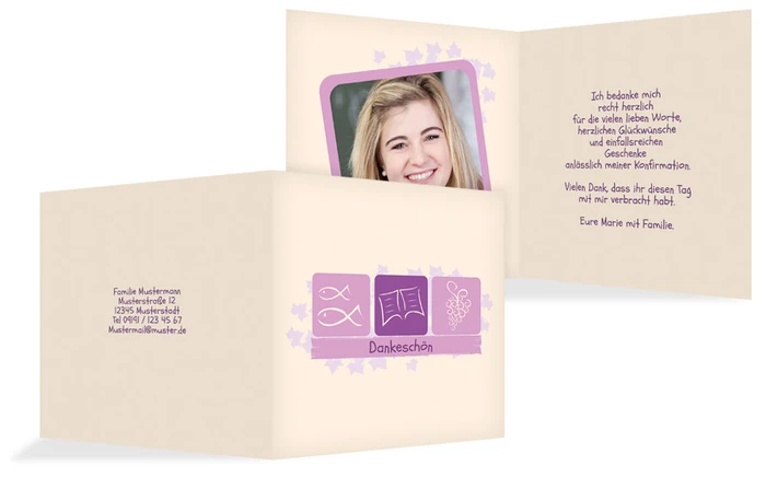 Dankeskarte Konfirmation Blatt