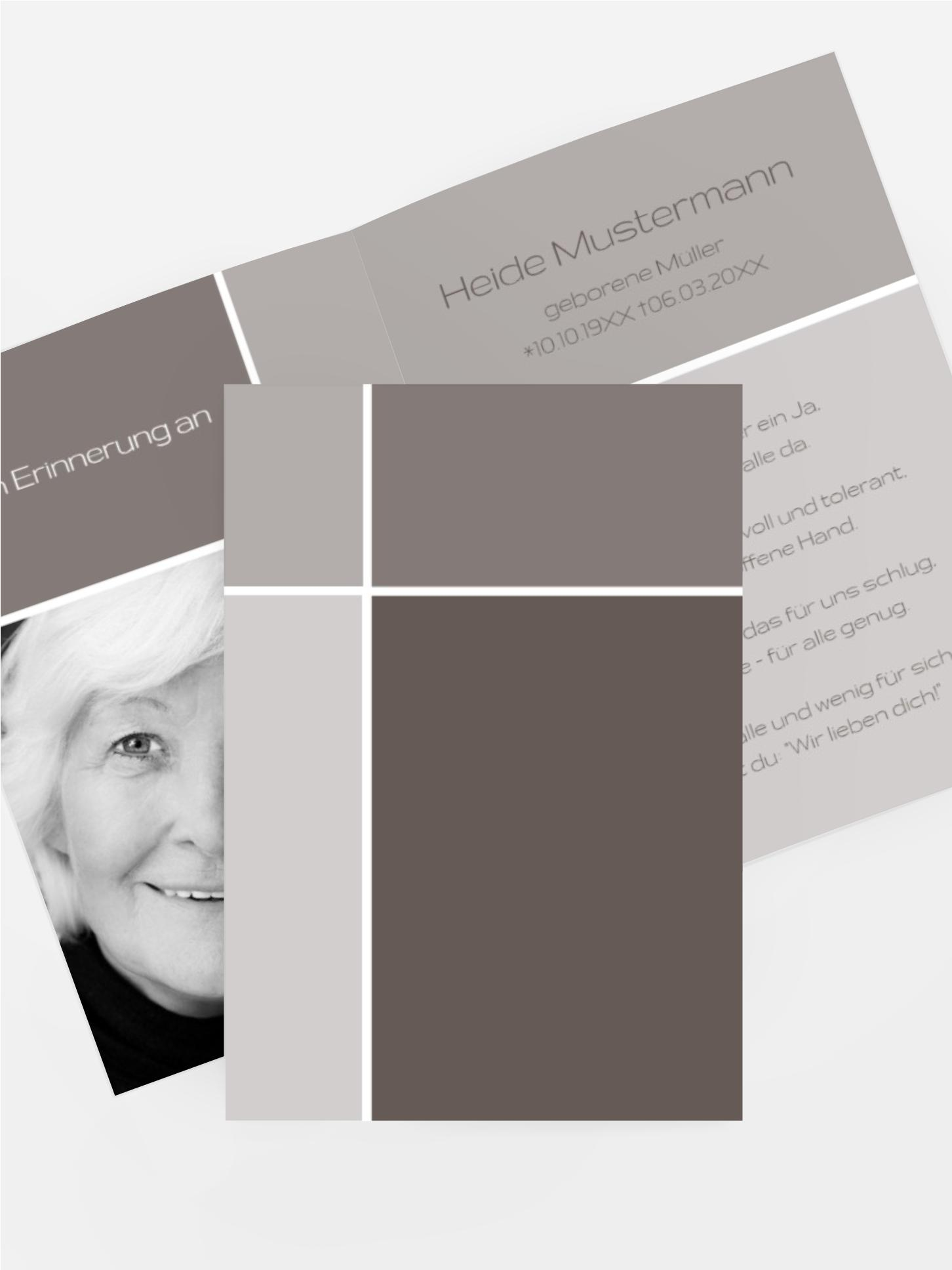 Sterbebildkarte discreet cross