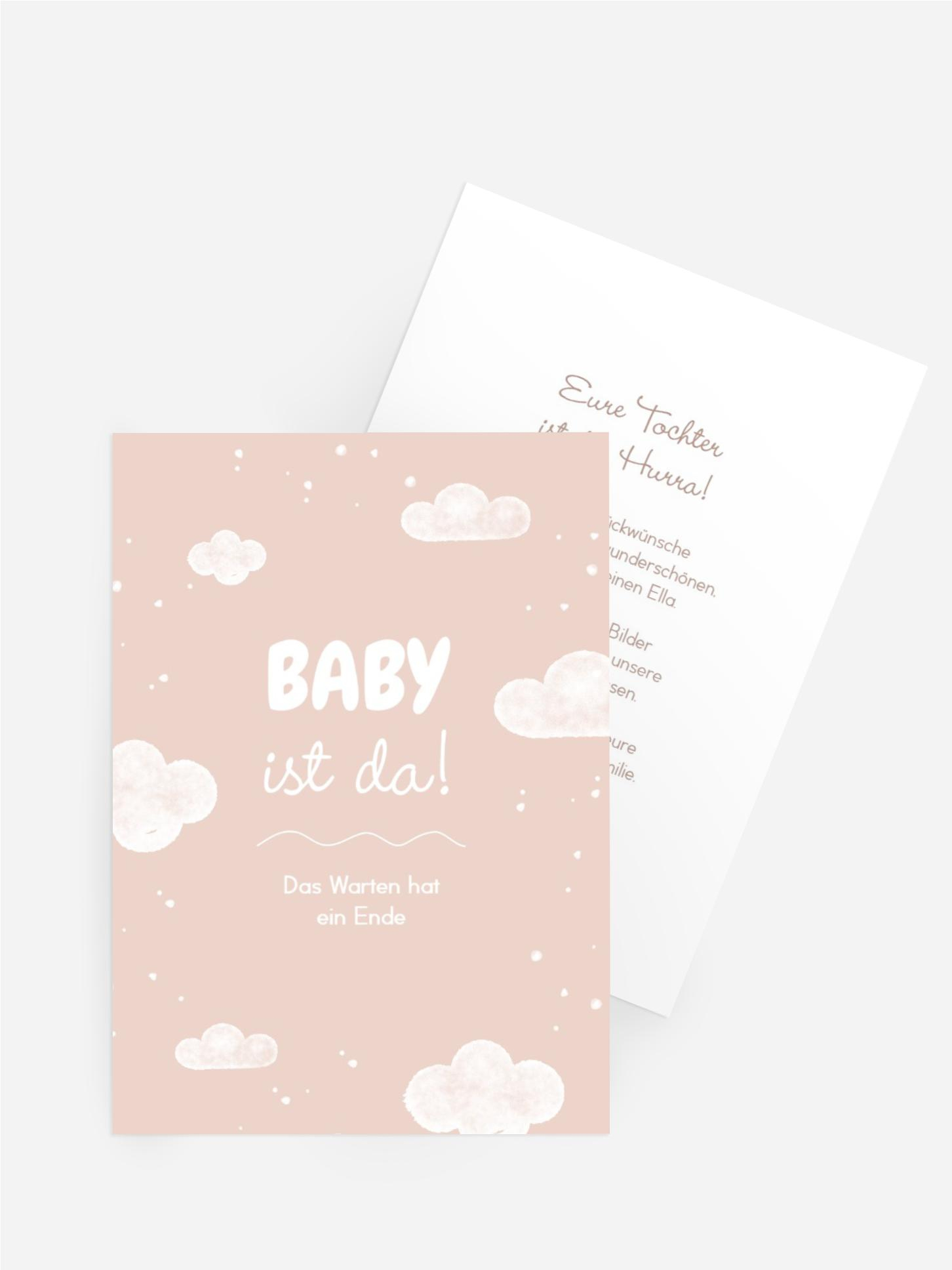 Glückwunschkarte zur Geburt Stille Wolkenpracht