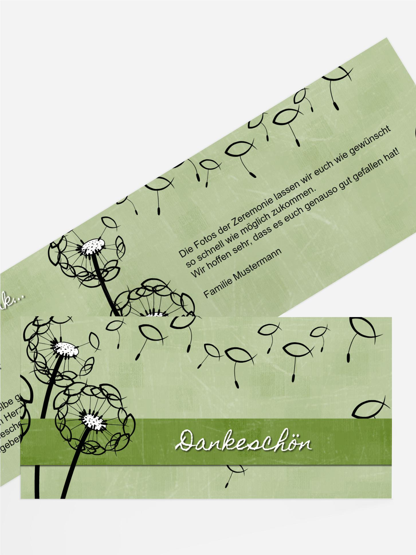 Dankeskarte Taufe Pusteblume