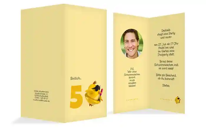 Geburtstagseinladungskarte Kuecken 50 Foto