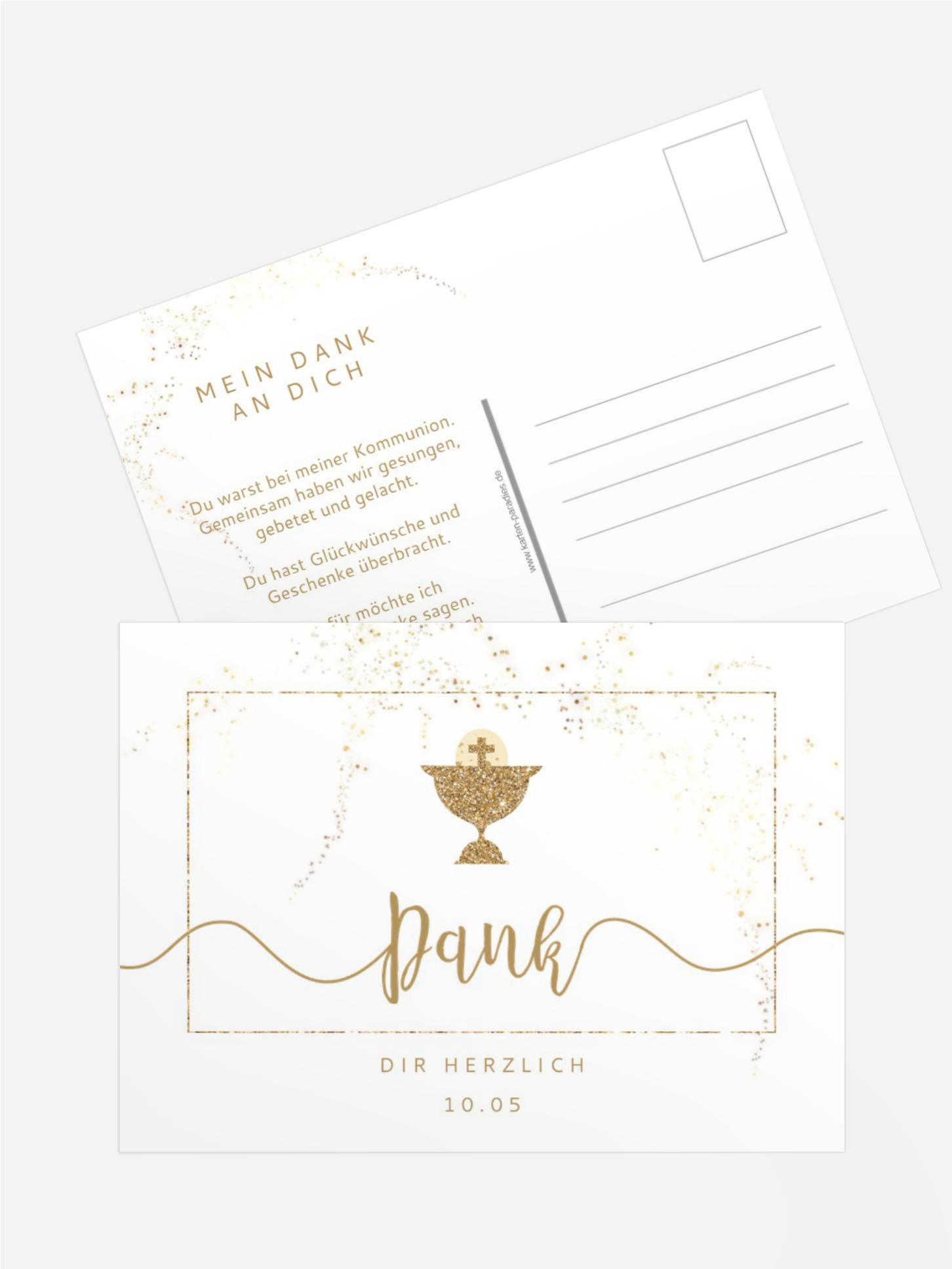 Dankeskarte Kommunion Goldene Kommunionschale